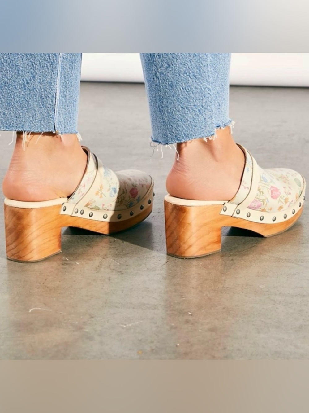 Free People Boho Calabasas Floral Leather Clogs With Rivet Trimming Size 41 New - Picture 12 of 15